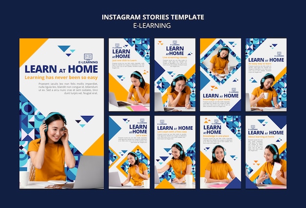 Conception De Modèles D'histoires Instagram D'apprentissage En Ligne