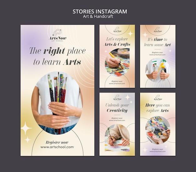 PSD conception de modèles d'histoires instagram d'art et d'artisanat