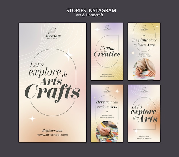 Conception de modèles d'histoires instagram d'art et d'artisanat