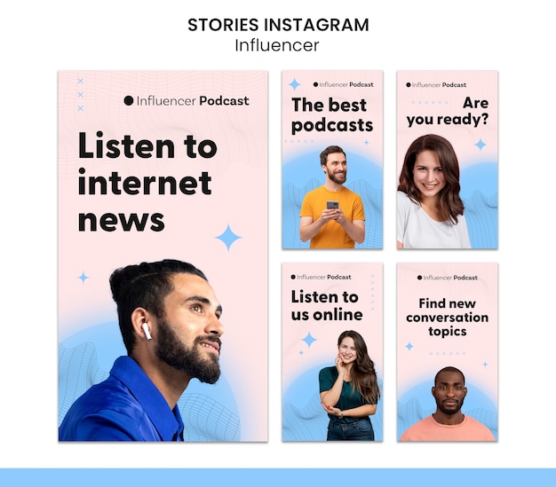Conception de modèles d'histoires instagram d'influenceur