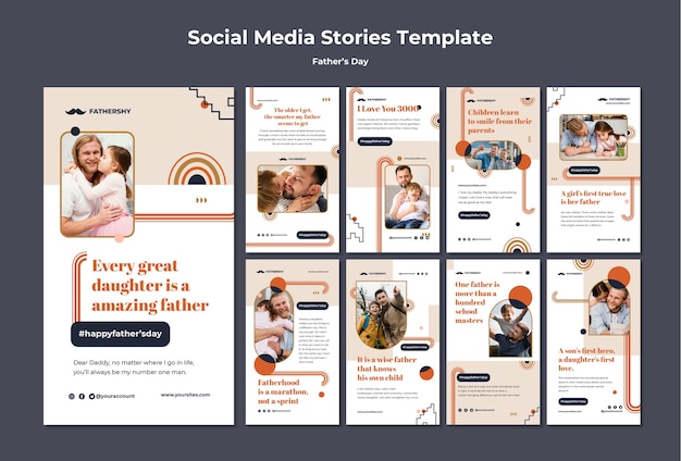PSD conception de modèles d'histoires instagram pour la fête des pères