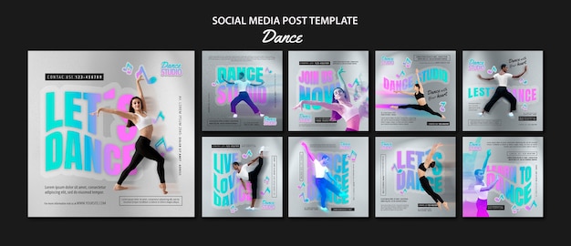 PSD conception de modèles de publications instagram de danse