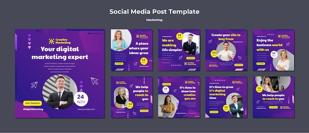 Conception de modèles de publications instagram marketing dégradé