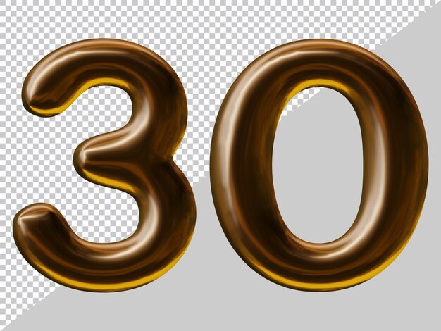 Conception numéro 30 avec style ballon en rendu 3d