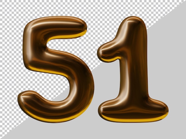 Conception Numéro 51 Avec Style Ballon En Rendu 3d