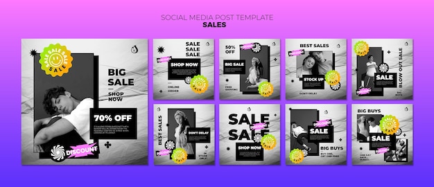 Conception plate du modèle de publication instagram de vente