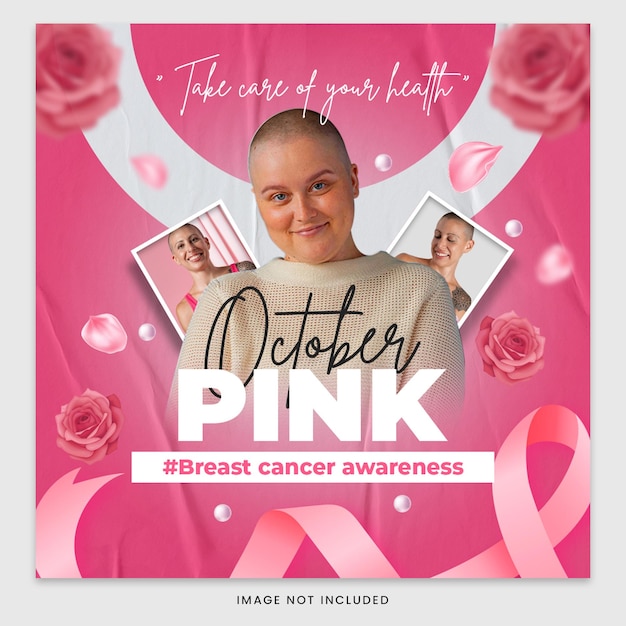 PSD conception de poste de sensibilisation au cancer du sein d'octobre rose