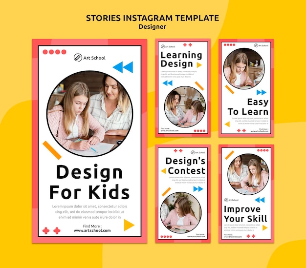 Conception pour le modèle d'histoires instagram pour enfants
