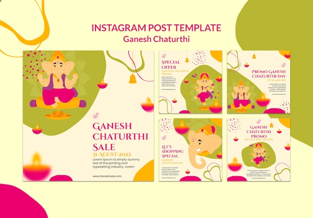 Conception de publication instagram design plat ganesh chaturthi
