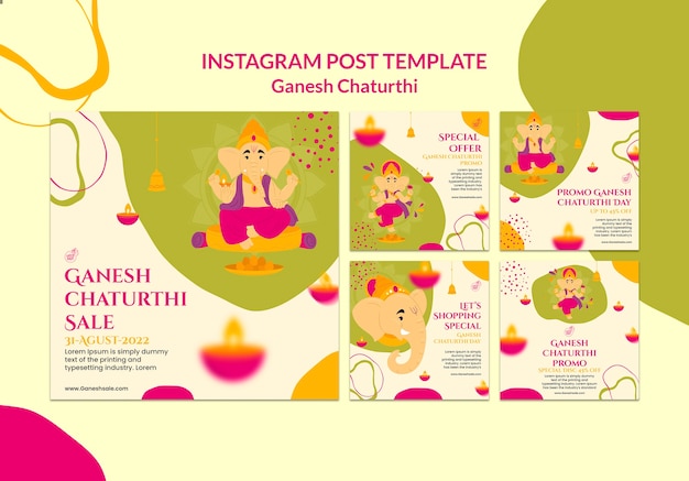 PSD conception de publication instagram design plat ganesh chaturthi