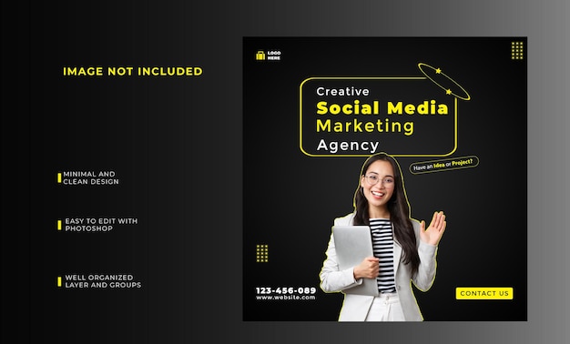 Conception De Publication Instagram Pour L'agence De Marketing Numérique Et Le Modèle De Publication Sur Les Médias Sociaux D'entreprise