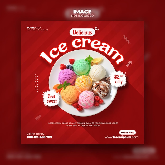 Conception De Publication Sur Les Médias Sociaux De Delicious Ice Cream