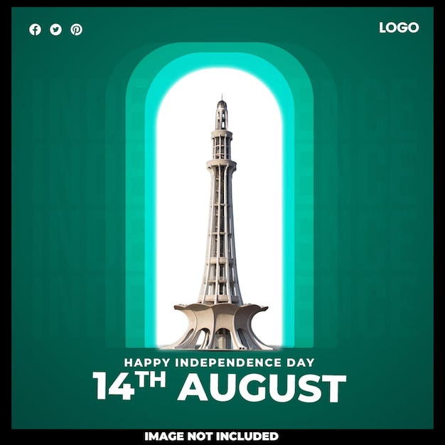 PSD conception de publication sur les médias sociaux du pakistan joyeux jour de l'indépendance