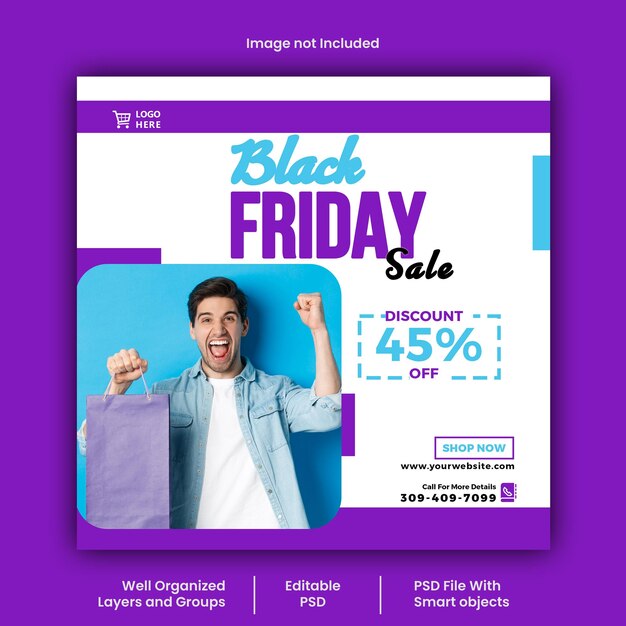 PSD conception de publication sur les réseaux sociaux du black friday fashion psd