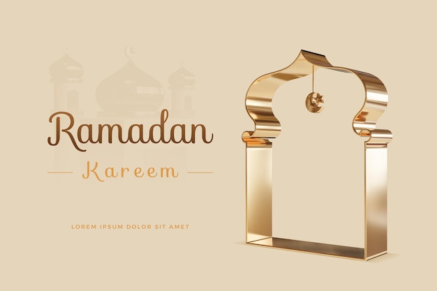 Conception De Ramadan Kareem Avec Modèle De Rendu 3d