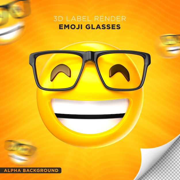 conception de rendu 3d de l'étiquette des lunettes emoji