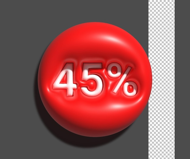 Conception de rendu 3d de texte brillant de 45 pour cent transparent