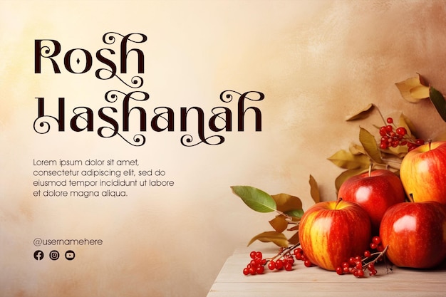 PSD conception de rosh hashanah avec fond de pomme