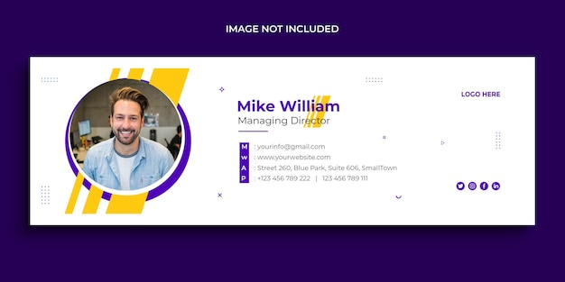 Conception De Signature De Courrier électronique, Pied De Page De Courrier électronique, Modèle De Couverture De Médias Sociaux Personnels