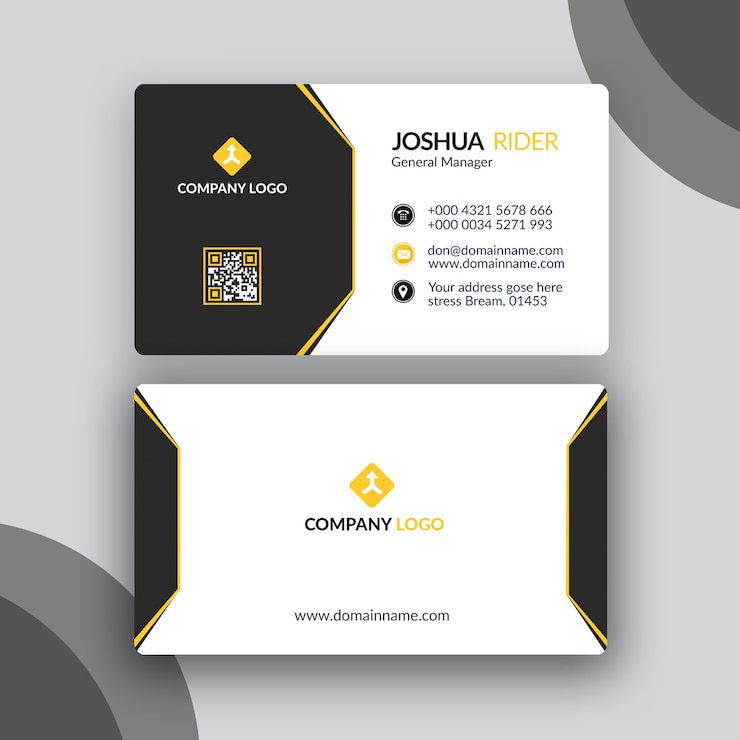 Conception simple de cartes de visite noir et jaune