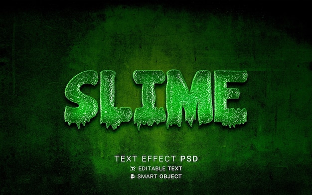 PSD conception de slime à effet de texte