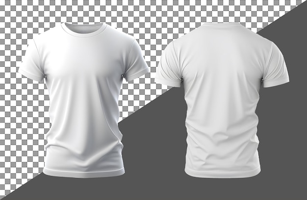 PSD conception de t-shirt blanc uni avec vue avant arrière