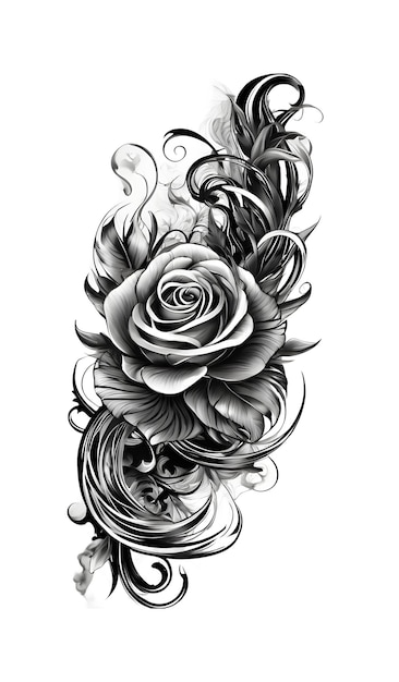 Conception De Tatouage Réaliste De Roses Et De Lignes