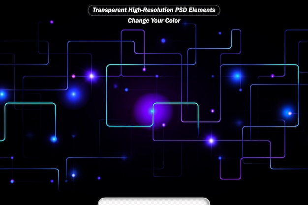 PSD conception technologique de lignes lumineuses sur un fond bleu foncé