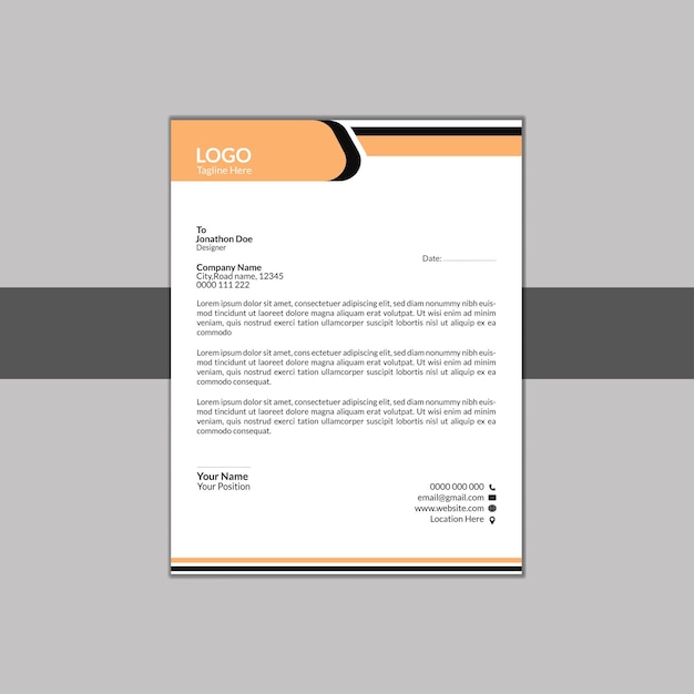 conception de la tête de lettre PSD de l'entreprise