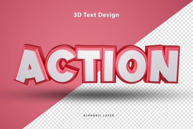 PSD conception de texte rendu 3d d'action