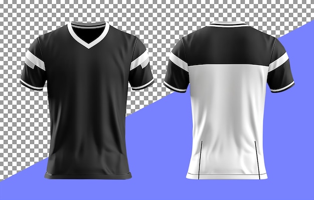 PSD conception de tshirt noir et blanc avec vue avant et arrière