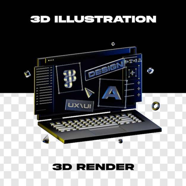 PSD conception web figma 3d illustration rendu 3d haute résolution avec fond transparent