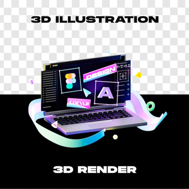 Conception Web Figma 3d Illustration Rendu 3d Haute Résolution Avec Fond Transparent