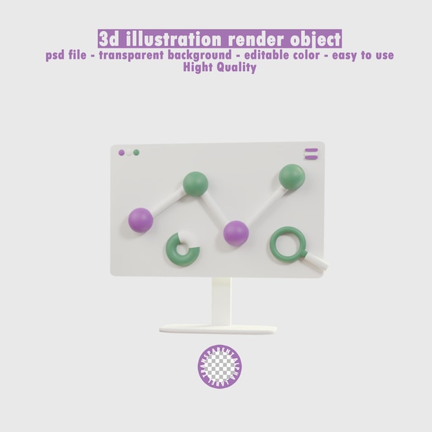 PSD concepto 3d análisis de datos de gráficos de informes financieros de marketing en línea y desarrollo web