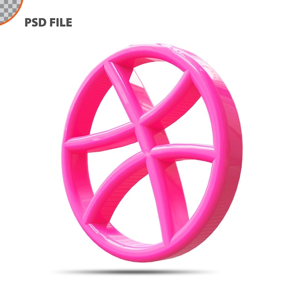 Concepto 3d de icono de dribbble