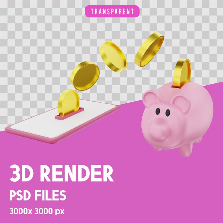 PSD concepto de ahorro de dinero en línea representación 3d premium aislado