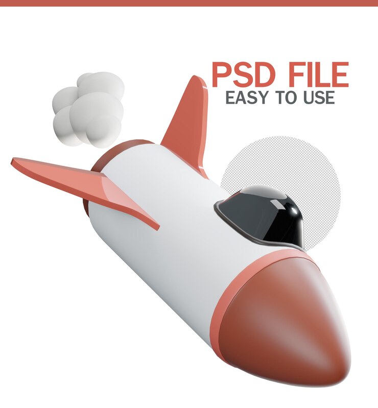 PSD concepto aislado astronauta montando con cohete en el espacio cartoon 3d rendering