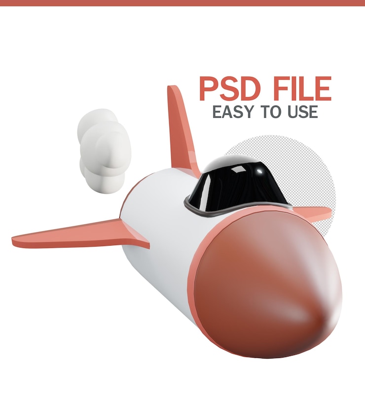 PSD concepto aislado astronauta montando con cohete en el espacio cartoon 3d rendering