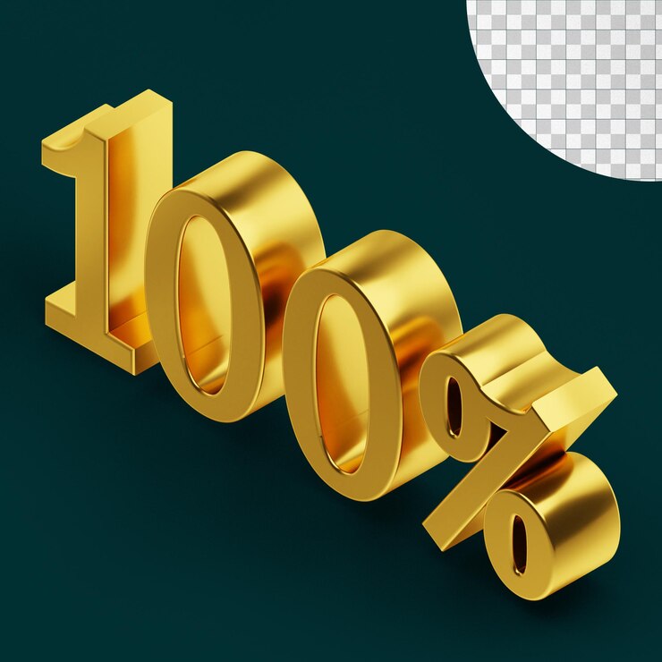 Concepto aislado de representación 3d de signo de 100 por ciento