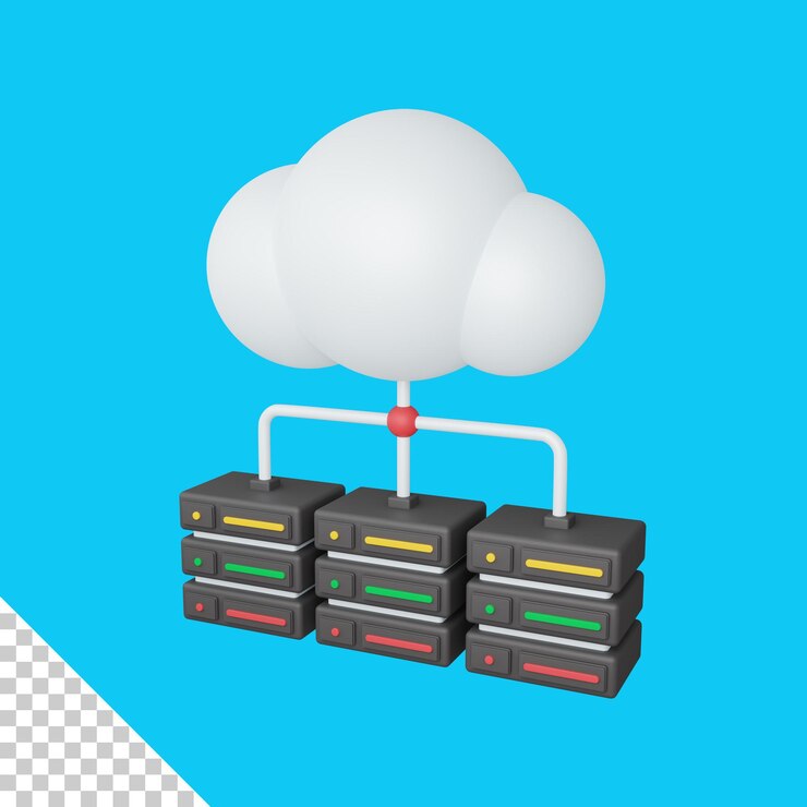 PSD concepto de alojamiento de representación 3d con nube y símbolo de servidor colorido útil para el servidor de ti