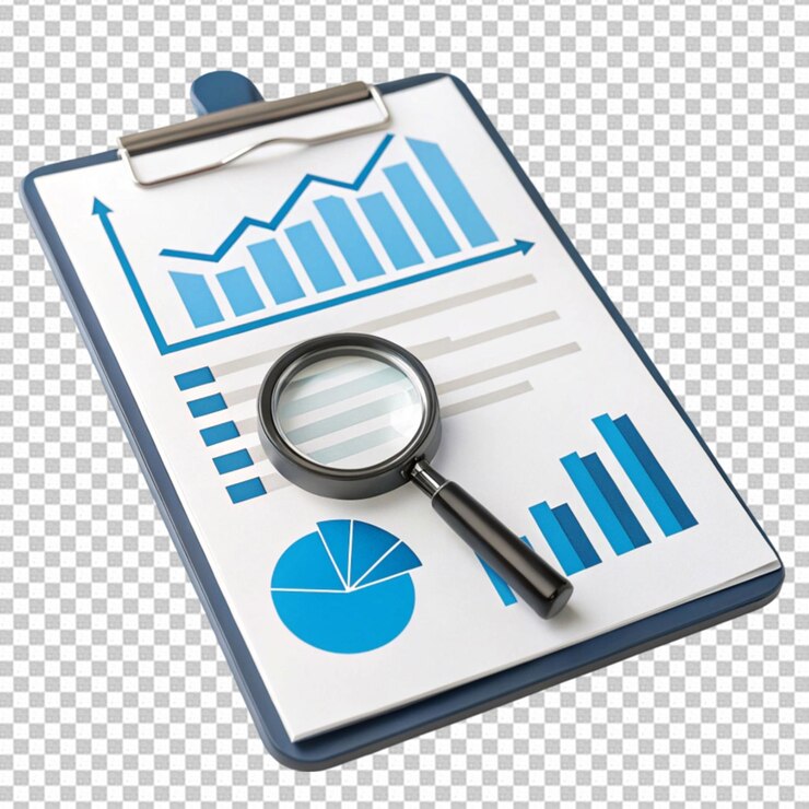 PSD concepto de análisis de seo en un fondo transparente
