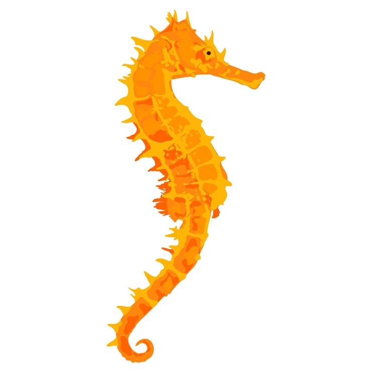 PSD concepto de animal creativo ilustración artística de un caballito de mar amarillo nadando