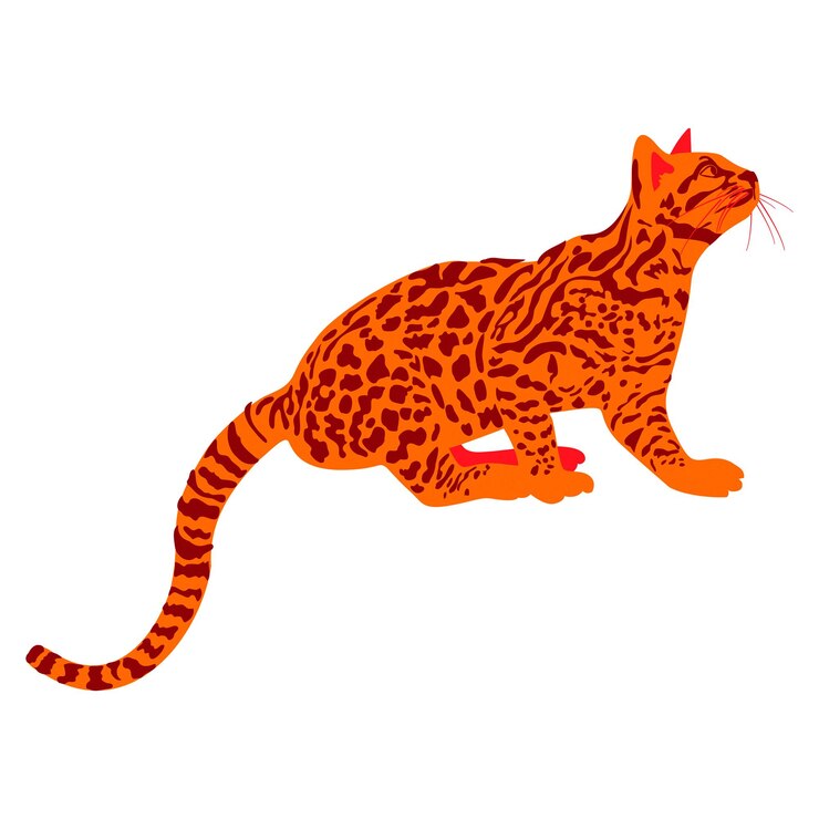 PSD concepto animal creativo ilustración artística de un ocelot sentado observando una posible presa