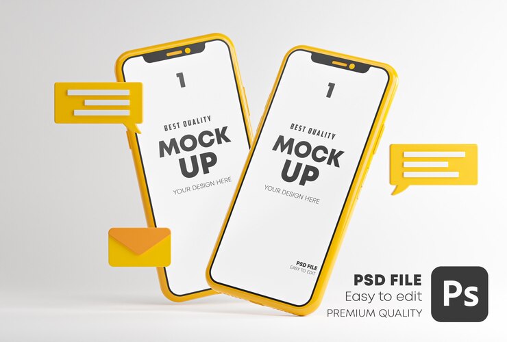 Concepto de aplicación de conversación de mensajería de Mockup Social Media en 3D Rendering