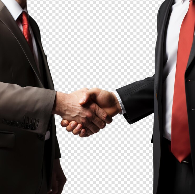 PSD concepto de apretón de manos con fondo transparente