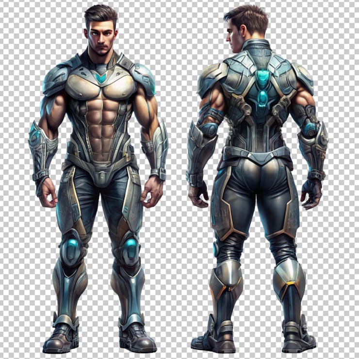 PSD concepto de arte de personaje masculino futurista en la policía cibernética