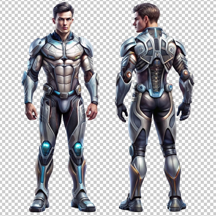 PSD concepto de arte de personaje masculino futurista en la policía cibernética