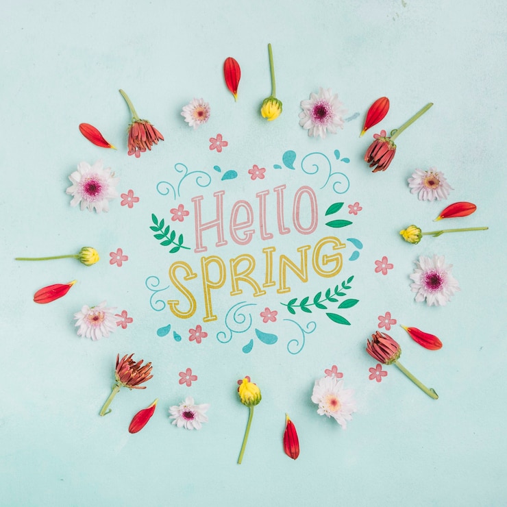 PSD concepto artístico de marco floral de primavera hola