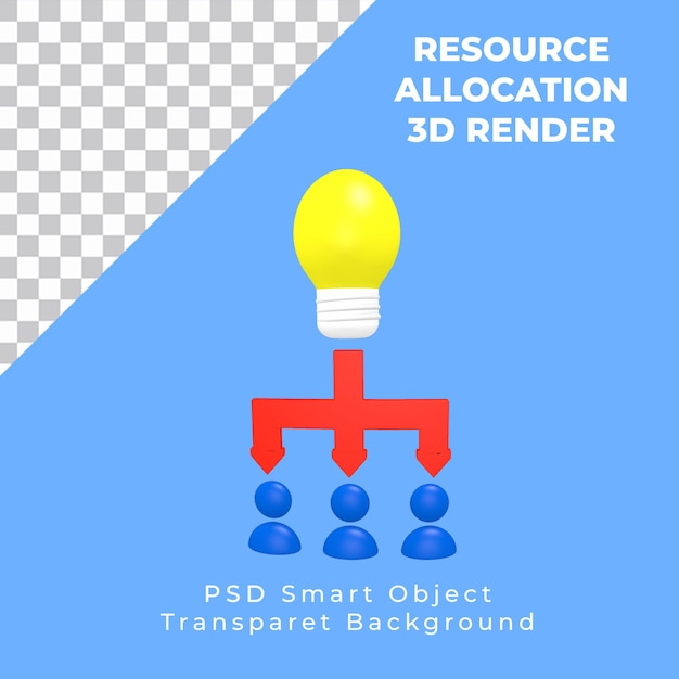 PSD concepto de asignación de recursos 3d