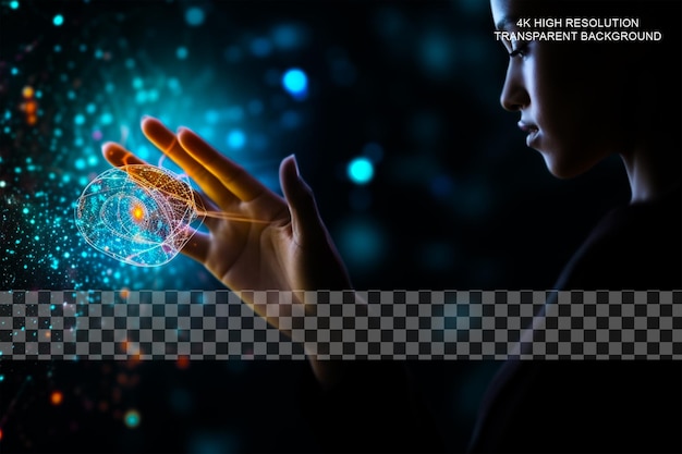 Concepto de Big Data Red neuronal digital Gusanos de negocios en un fondo transparente
